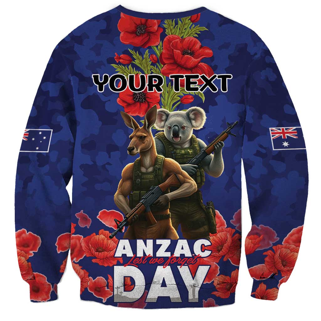 Kangaoo Koala Soldier ANZAC Personalised Sweatshirt Aboriginal Dot Painting