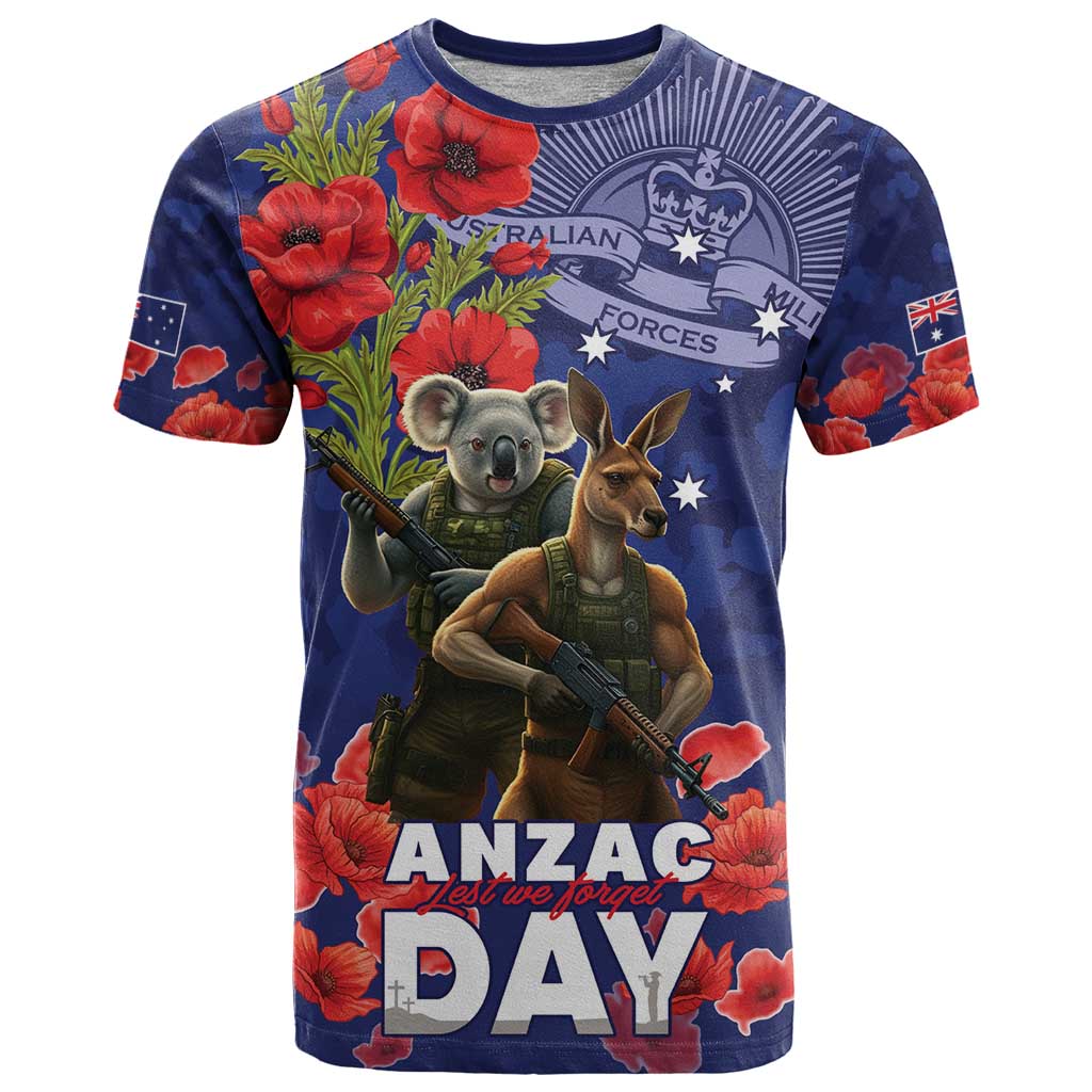 Kangaoo Koala Soldier ANZAC Personalised T Shirt Aboriginal Dot Painting