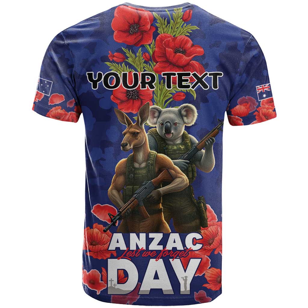 Kangaoo Koala Soldier ANZAC Personalised T Shirt Aboriginal Dot Painting
