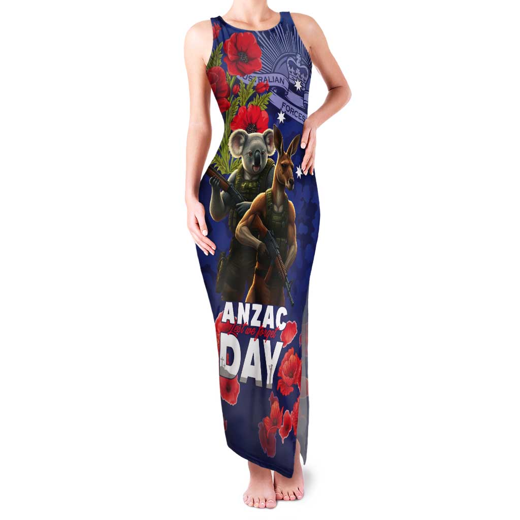 Kangaoo Koala Soldier ANZAC Personalised Tank Maxi Dress Aboriginal Dot Painting