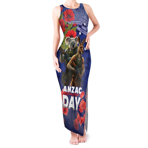 Kangaoo Koala Soldier ANZAC Personalised Tank Maxi Dress Aboriginal Dot Painting