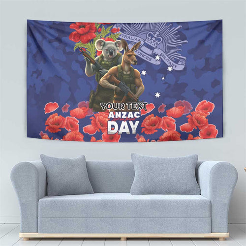 Kangaoo Koala Soldier ANZAC Personalised Tapestry Aboriginal Dot Painting
