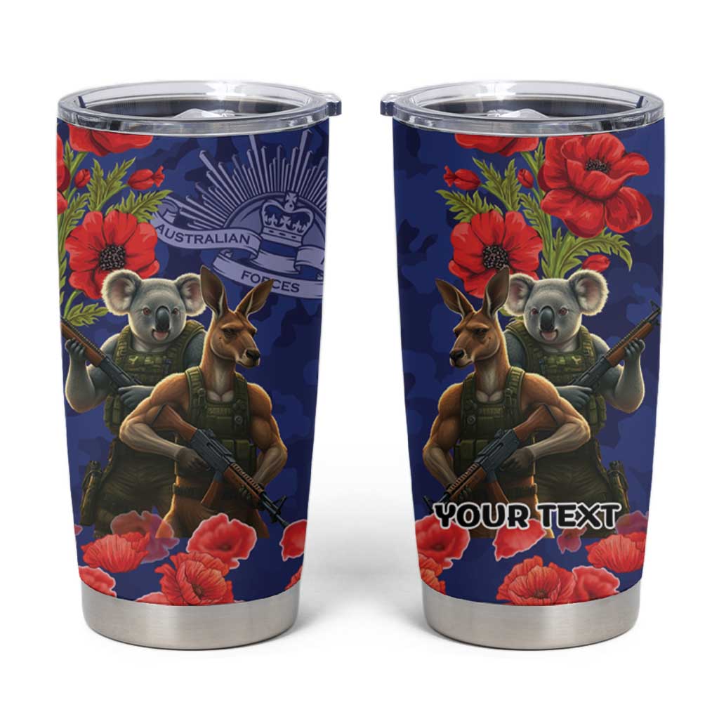 Kangaroo Koala Soldier ANZAC Personalised Tumbler Cup Aboriginal Dot Painting