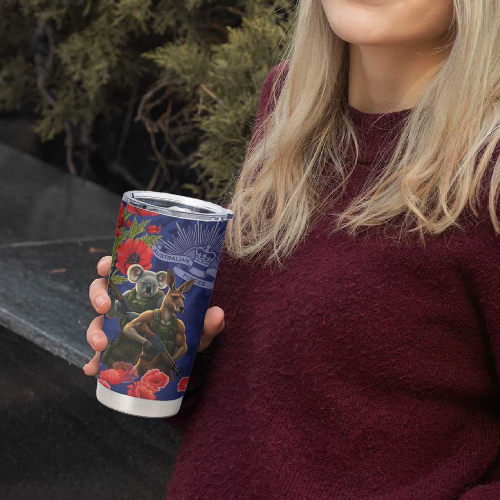 Kangaroo Koala Soldier ANZAC Personalised Tumbler Cup Aboriginal Dot Painting