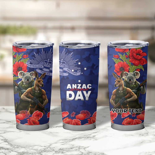Kangaroo Koala Soldier ANZAC Personalised Tumbler Cup Aboriginal Dot Painting