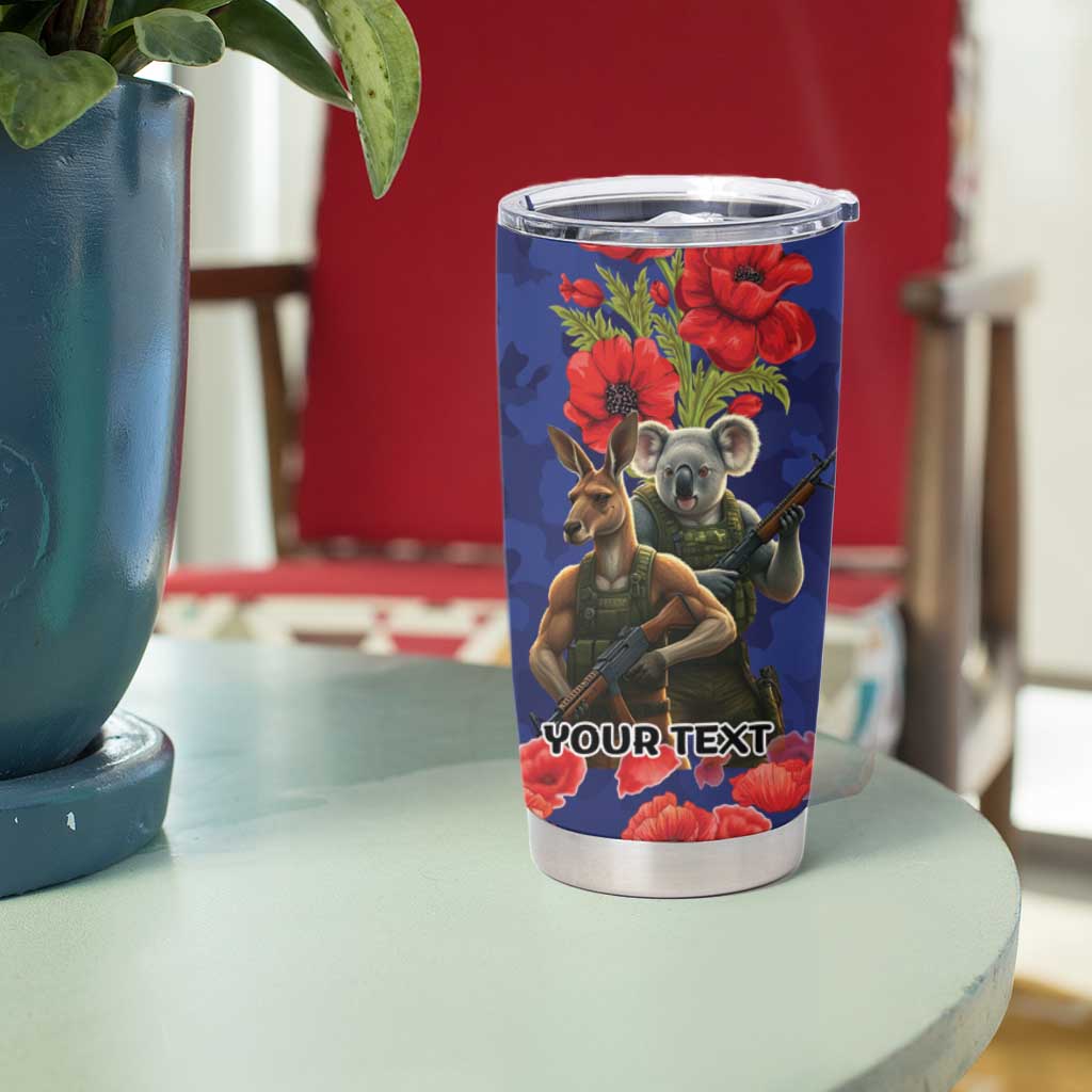 Kangaroo Koala Soldier ANZAC Personalised Tumbler Cup Aboriginal Dot Painting