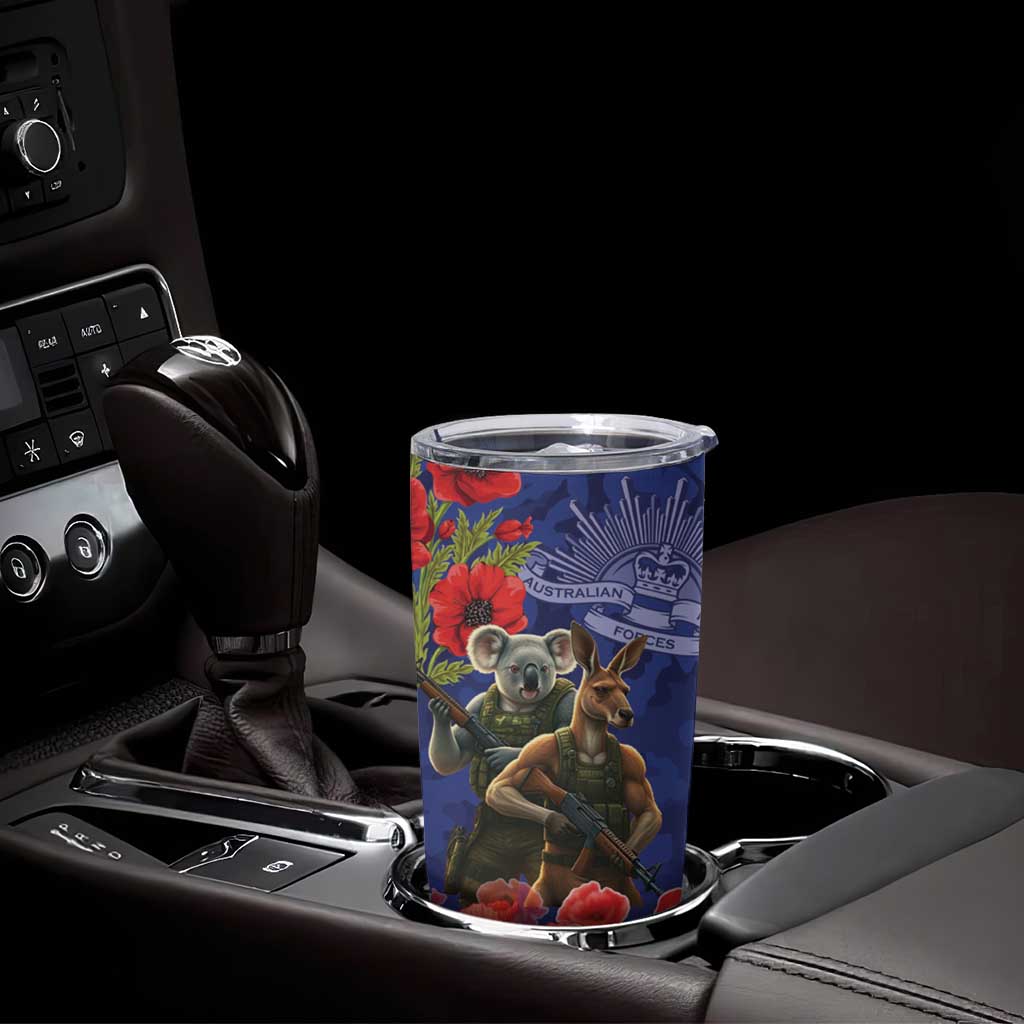 Kangaroo Koala Soldier ANZAC Personalised Tumbler Cup Aboriginal Dot Painting