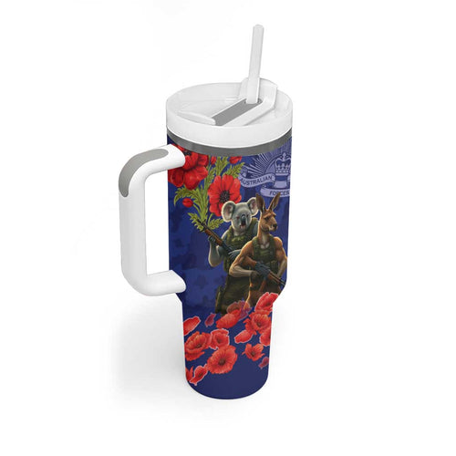 Kangaroo Koala Soldier ANZAC Personalised Tumbler With Handle Aboriginal Dot Painting