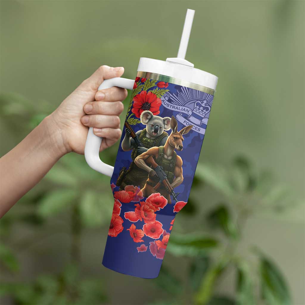 Kangaroo Koala Soldier ANZAC Personalised Tumbler With Handle Aboriginal Dot Painting