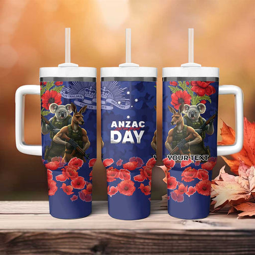 Kangaroo Koala Soldier ANZAC Personalised Tumbler With Handle Aboriginal Dot Painting