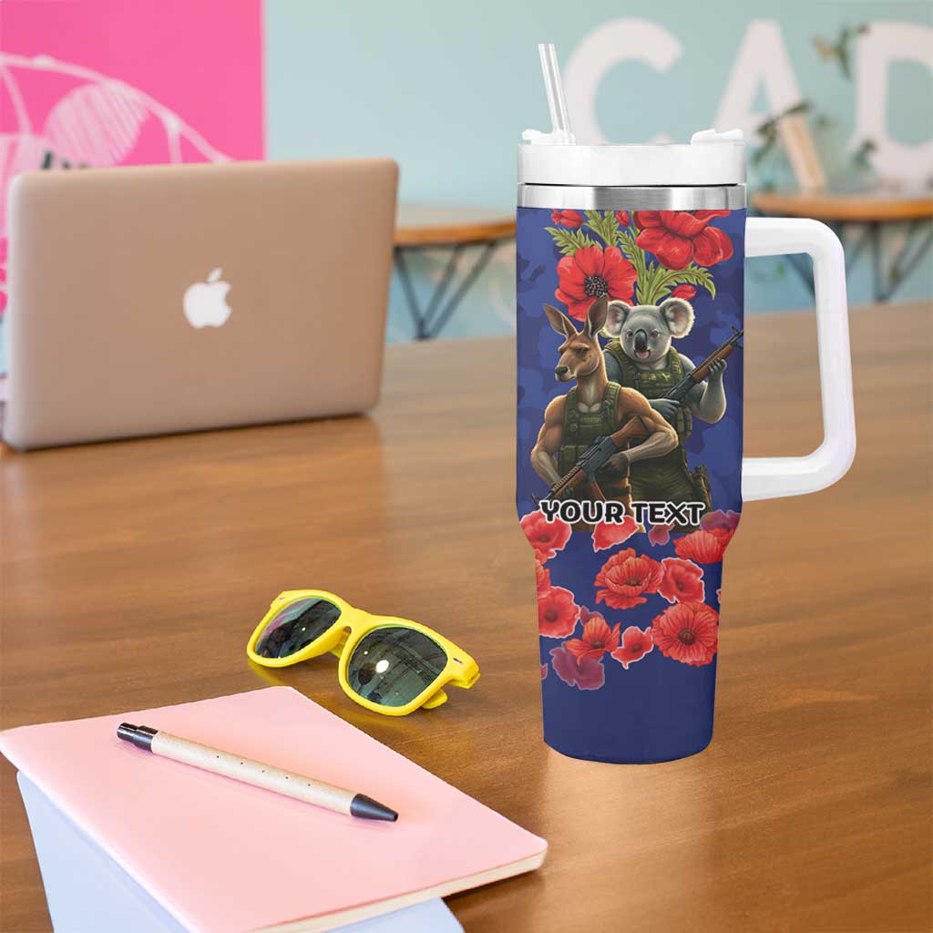 Kangaroo Koala Soldier ANZAC Personalised Tumbler With Handle Aboriginal Dot Painting