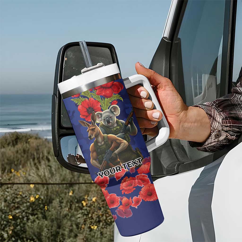 Kangaroo Koala Soldier ANZAC Personalised Tumbler With Handle Aboriginal Dot Painting