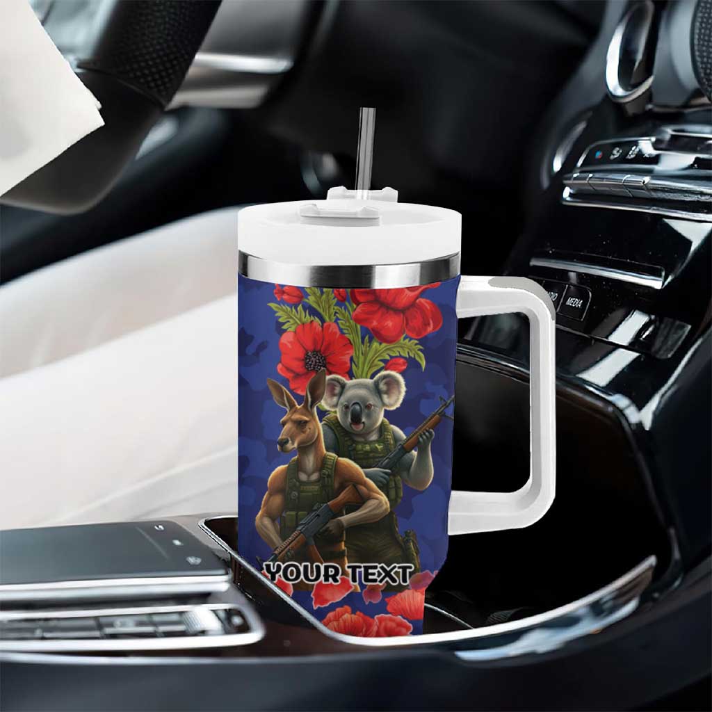 Kangaroo Koala Soldier ANZAC Personalised Tumbler With Handle Aboriginal Dot Painting