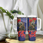 Kangaroo Koala Soldier ANZAC Personalised Tumbler With Handle Aboriginal Dot Painting