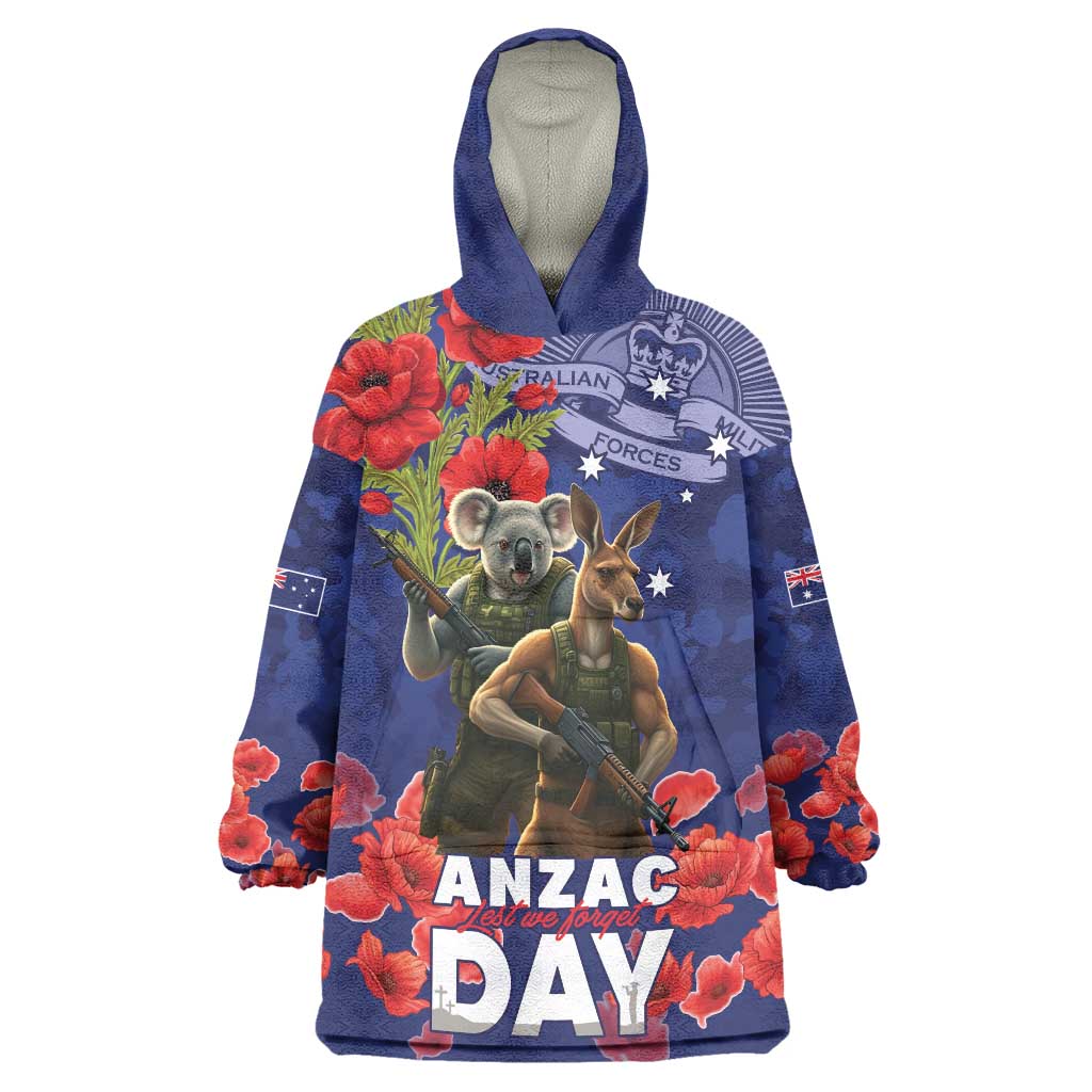 Kangaoo Koala Soldier ANZAC Personalised Wearable Blanket Hoodie Aboriginal Dot Painting