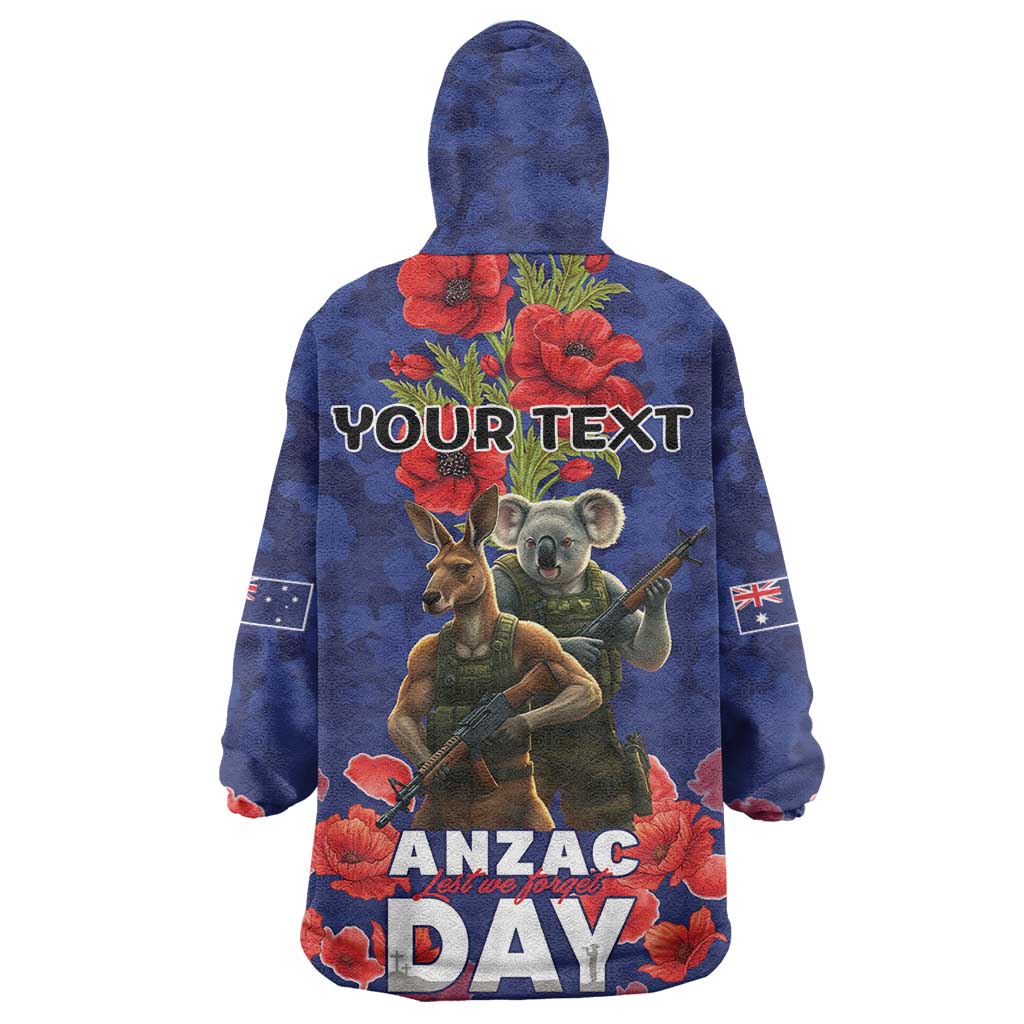 Kangaoo Koala Soldier ANZAC Personalised Wearable Blanket Hoodie Aboriginal Dot Painting