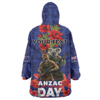Kangaoo Koala Soldier ANZAC Personalised Wearable Blanket Hoodie Aboriginal Dot Painting