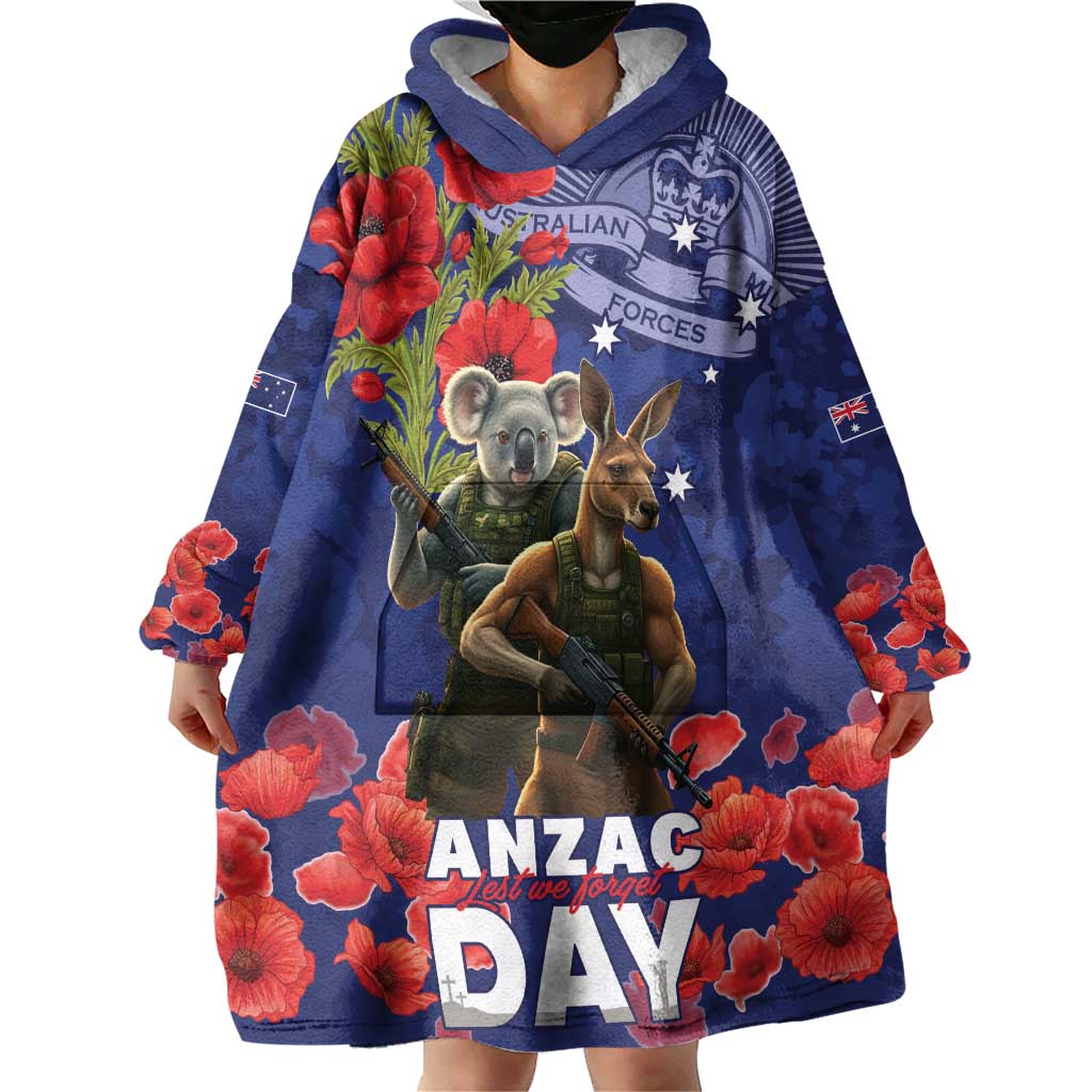 Kangaoo Koala Soldier ANZAC Personalised Wearable Blanket Hoodie Aboriginal Dot Painting
