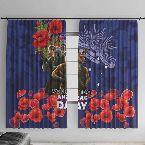 Kangaoo Koala Soldier ANZAC Personalised Window Curtain Aboriginal Dot Painting