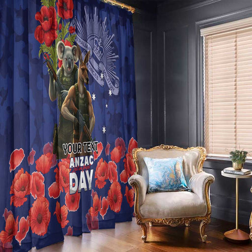 Kangaoo Koala Soldier ANZAC Personalised Window Curtain Aboriginal Dot Painting