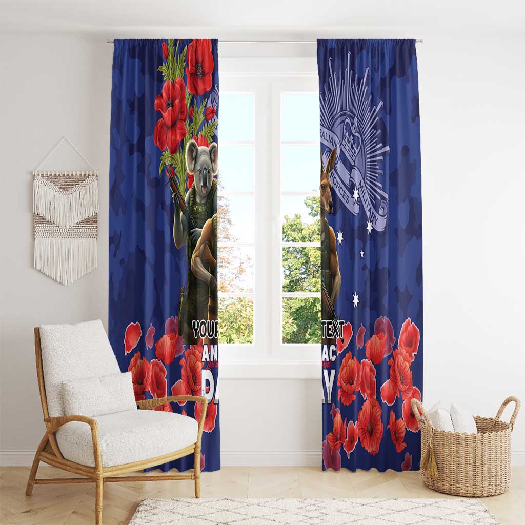 Kangaoo Koala Soldier ANZAC Personalised Window Curtain Aboriginal Dot Painting