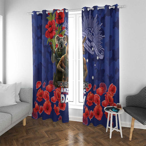 Kangaoo Koala Soldier ANZAC Personalised Window Curtain Aboriginal Dot Painting