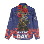 Kangaoo Koala Soldier ANZAC Personalised Women Casual Shirt Aboriginal Dot Painting