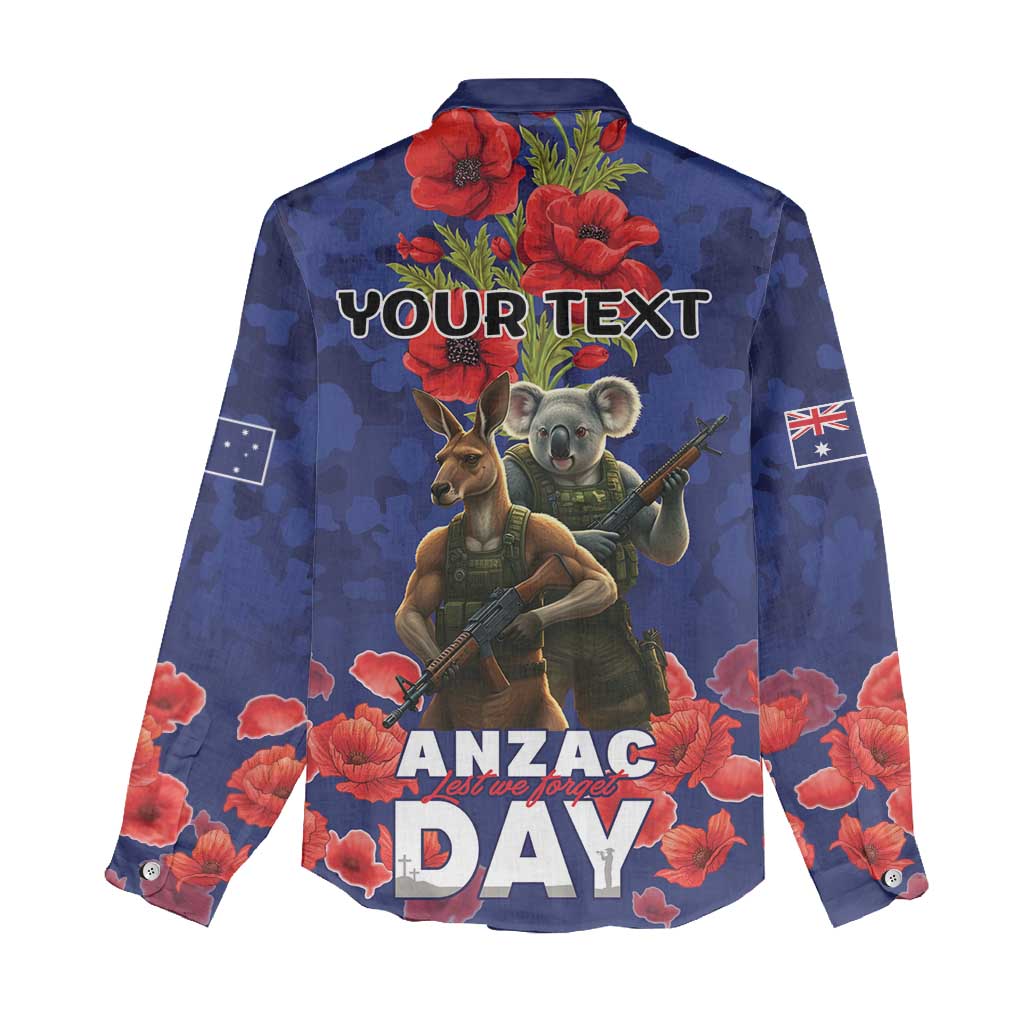 Kangaoo Koala Soldier ANZAC Personalised Women Casual Shirt Aboriginal Dot Painting