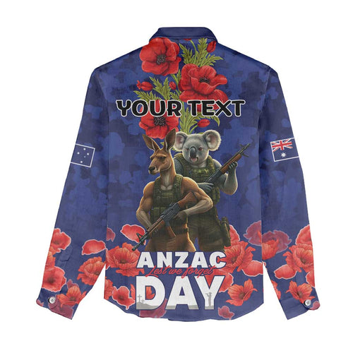 Kangaoo Koala Soldier ANZAC Personalised Women Casual Shirt Aboriginal Dot Painting