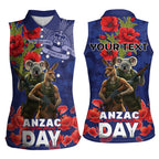 Kangaoo Koala Soldier ANZAC Personalised Women Sleeveless Polo Shirt Aboriginal Dot Painting