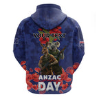 Kangaoo Koala Soldier ANZAC Personalised Zip Hoodie Aboriginal Dot Painting