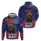 Kangaoo Koala Soldier ANZAC Personalised Zip Hoodie Aboriginal Dot Painting