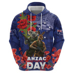 Kangaoo Koala Soldier ANZAC Personalised Zip Hoodie Aboriginal Dot Painting