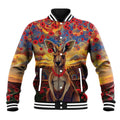 Kangaroo ANZAC Personalised Baseball Jacket Poppy Flowers Aboriginal Dot Painting