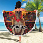Kangaroo ANZAC Personalised Beach Blanket Poppy Flowers Aboriginal Dot Painting