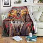 Kangaroo ANZAC Personalised Blanket Poppy Flowers Aboriginal Dot Painting