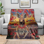 Kangaroo ANZAC Personalised Blanket Poppy Flowers Aboriginal Dot Painting