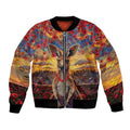 Kangaroo ANZAC Personalised Bomber Jacket Poppy Flowers Aboriginal Dot Painting