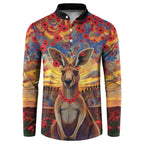 Kangaroo ANZAC Personalised Button Sweatshirt Poppy Flowers Aboriginal Dot Painting
