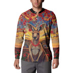 Kangaroo ANZAC Personalised Button Sweatshirt Poppy Flowers Aboriginal Dot Painting