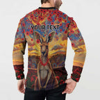 Kangaroo ANZAC Personalised Button Sweatshirt Poppy Flowers Aboriginal Dot Painting