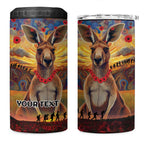 Kangaroo ANZAC Personalised 4 in 1 Can Cooler Tumbler Poppy Flowers Aboriginal Dot Painting