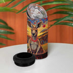 Kangaroo ANZAC Personalised 4 in 1 Can Cooler Tumbler Poppy Flowers Aboriginal Dot Painting