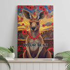Kangaroo ANZAC Personalised Canvas Wall Art Poppy Flowers Aboriginal Dot Painting