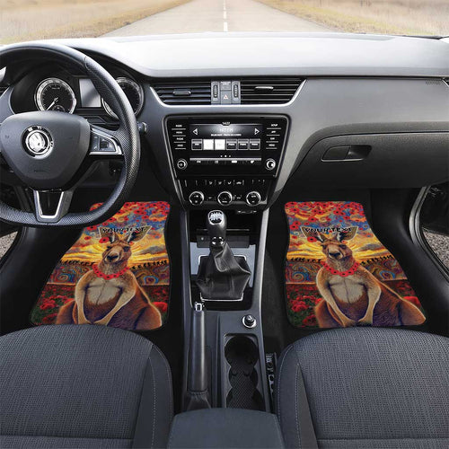 Kangaroo ANZAC Personalised Car Mats Poppy Flowers Aboriginal Dot Painting