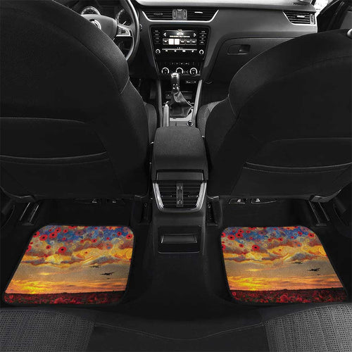 Kangaroo ANZAC Personalised Car Mats Poppy Flowers Aboriginal Dot Painting