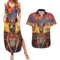 Kangaroo ANZAC Personalised Couples Matching Summer Maxi Dress and Hawaiian Shirt Poppy Flowers Aboriginal Dot Painting