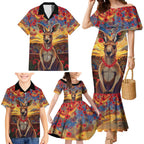 Kangaroo ANZAC Personalised Family Matching Mermaid Dress and Hawaiian Shirt Poppy Flowers Aboriginal Dot Painting