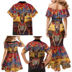 Kangaroo ANZAC Personalised Family Matching Mermaid Dress and Hawaiian Shirt Poppy Flowers Aboriginal Dot Painting