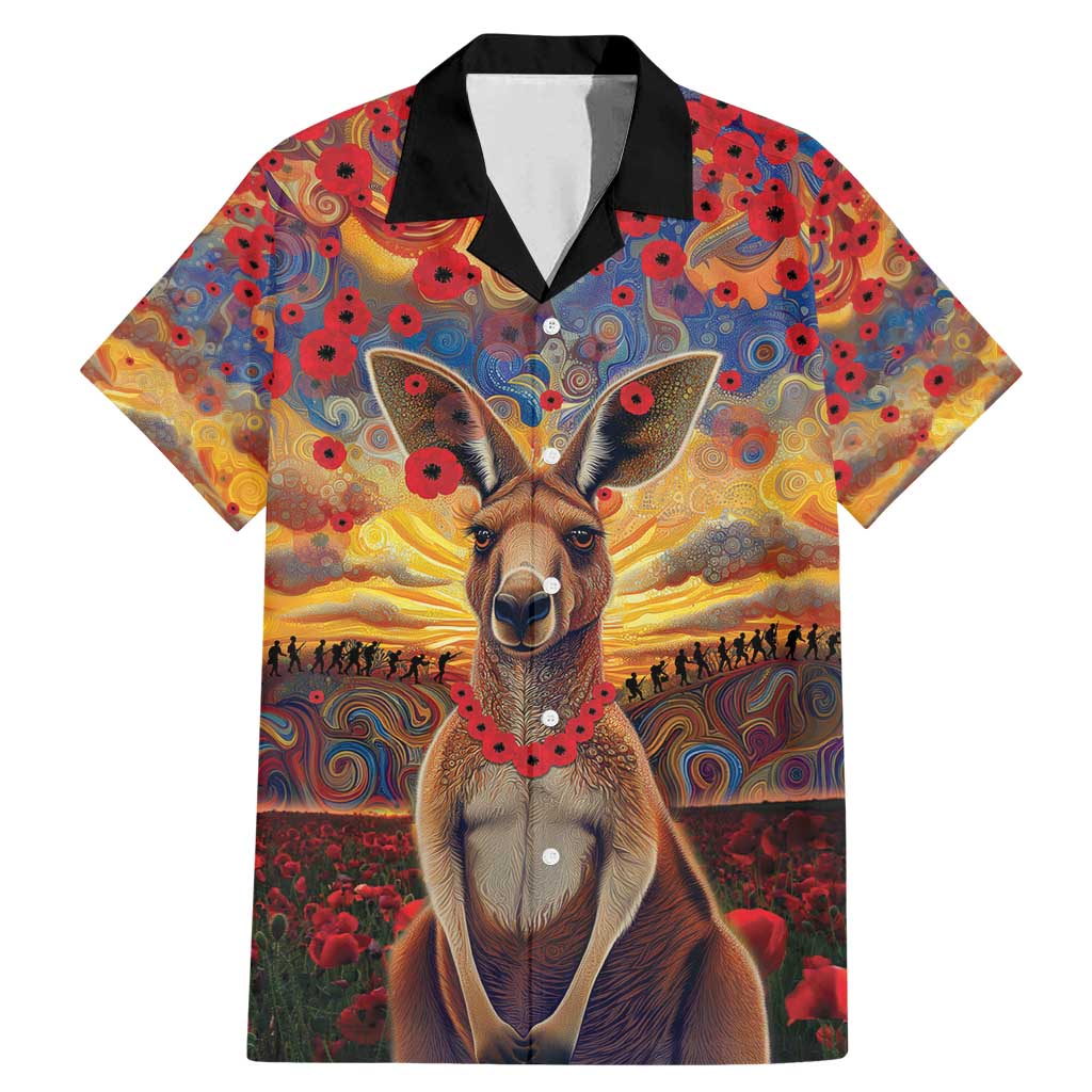 Kangaroo ANZAC Personalised Family Matching Mermaid Dress and Hawaiian Shirt Poppy Flowers Aboriginal Dot Painting